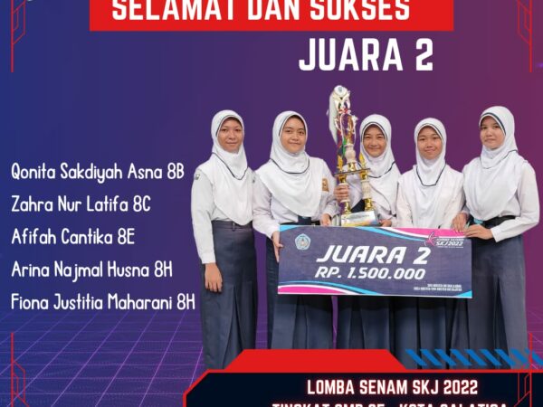 Juara 2 Lomba Senam SKJ 2022 Tingkat SMP Se-Kota Salatiga