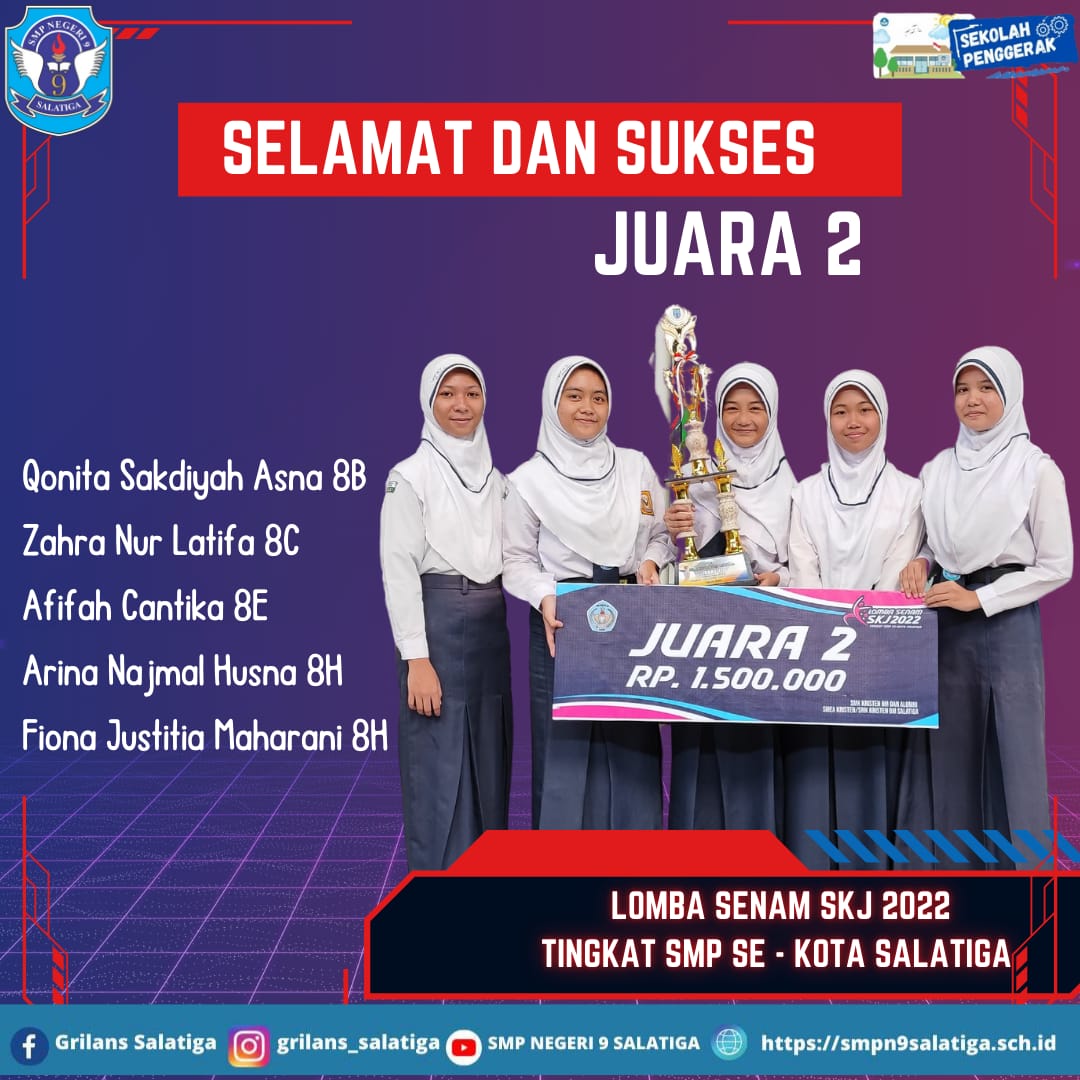 Juara 2 Lomba Senam SKJ 2022 Tingkat SMP Se-Kota Salatiga